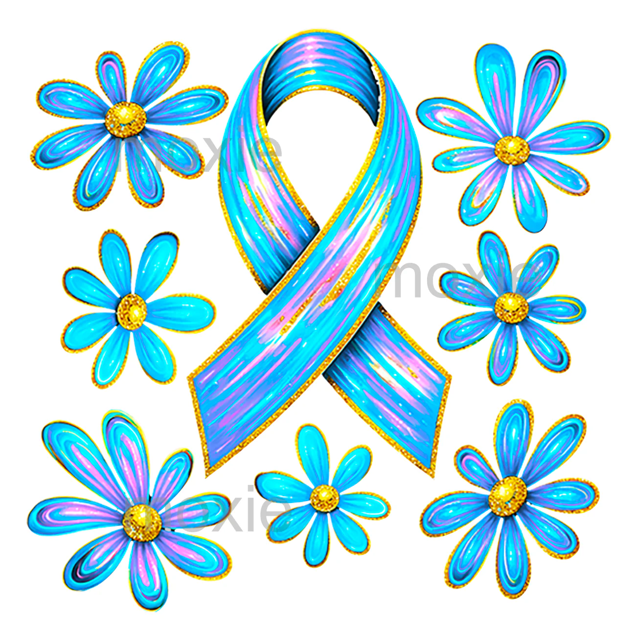 Awareness Ribbon BLUE Decal & Acrylic Blank COMBO