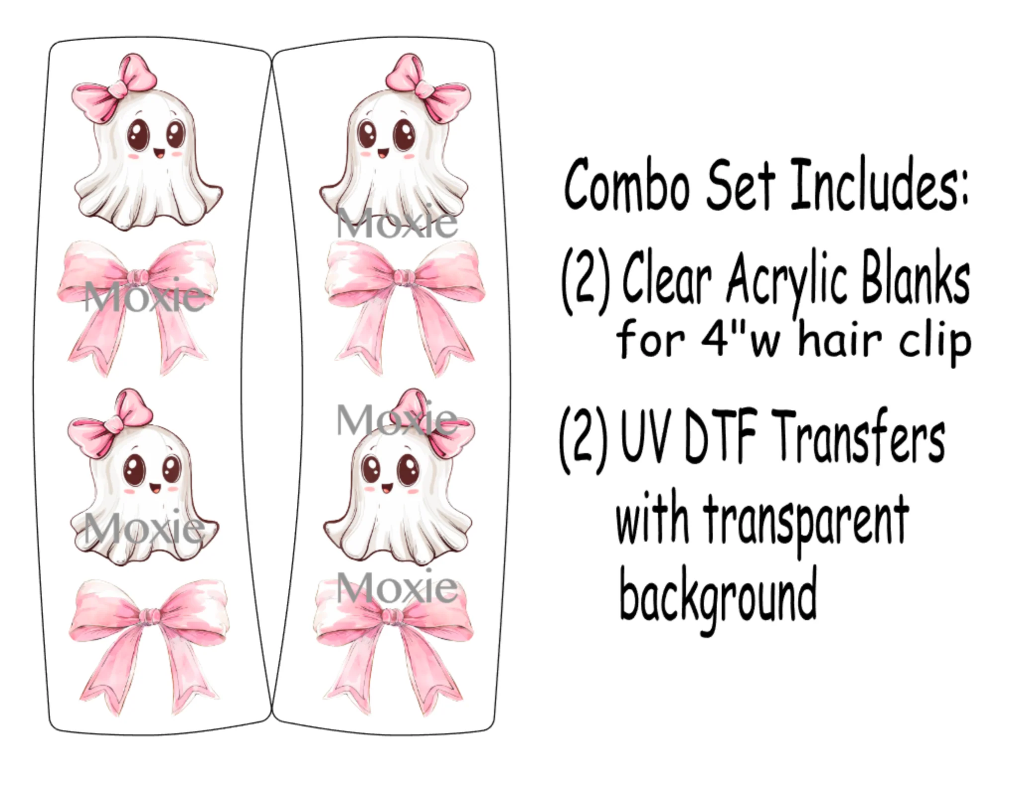 Coquette Ghost Hair Clip UV DTF/Blanks Combo