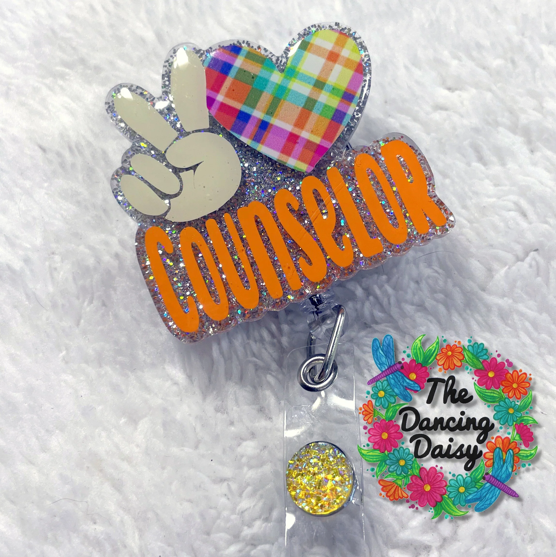 Peace Love Counselor Badge Reel Blank - Image 2