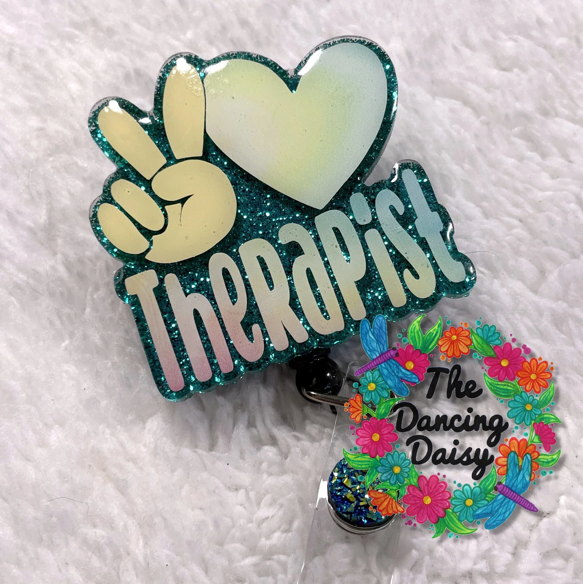 Peace Love Therapist Badge Reel Blank - Image 2
